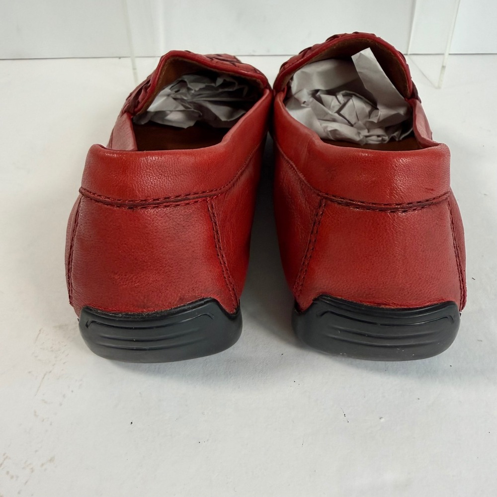 Robert Zur Red Woven Leather Driving Loafers 7.5 Italy Quiet Luxury Preppy - Picture 5 of 9